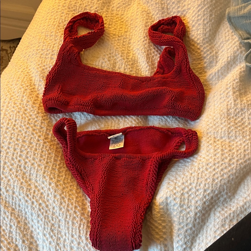 Elysiian red ruched bikini set